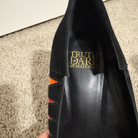 Truth or Dare by Madonna Black Suede High Heels with Rainbow Colors - Picture 5 of 6